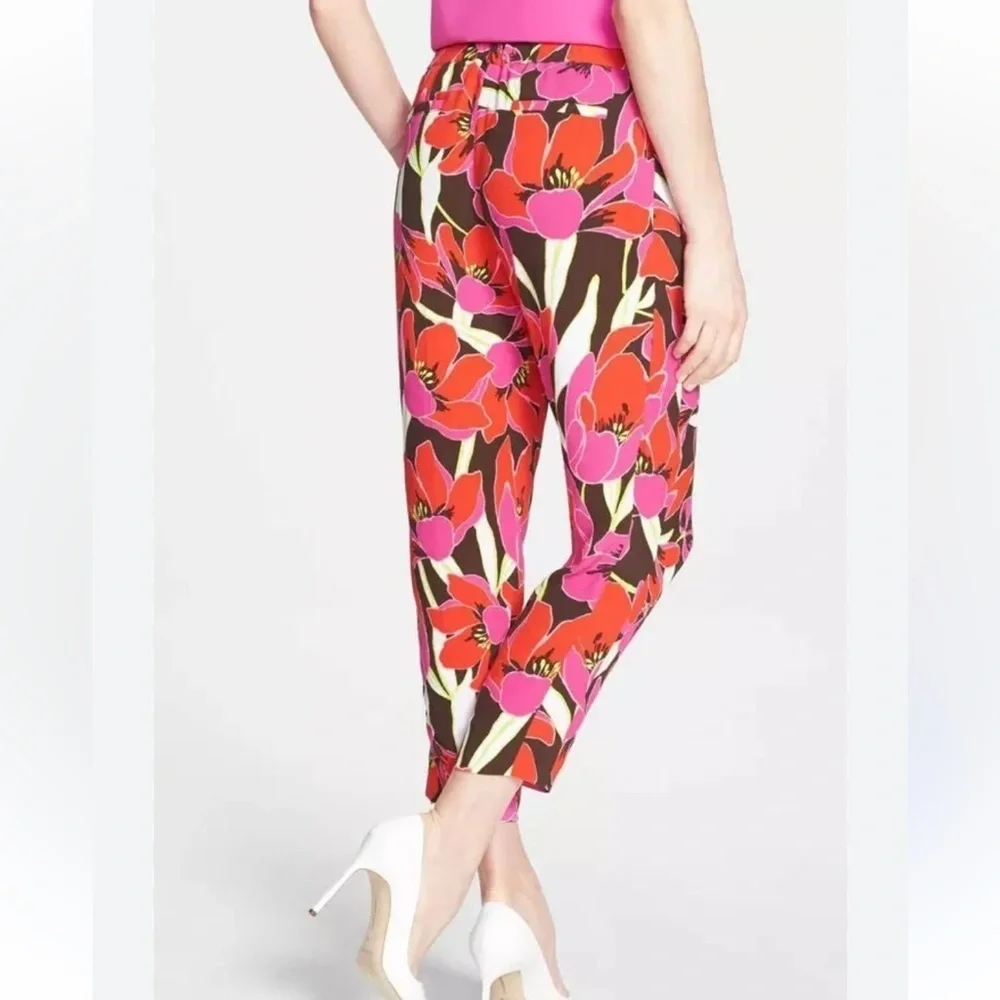 kate spade tropical Hutton lounge crop pants pull on style textured viscose 8